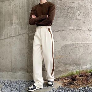 Pantalon masculin Syuhgfa Vêtements 2023 automne épaississant en laine de laine large de la jambe élastique pantalon droit causal pour mâle