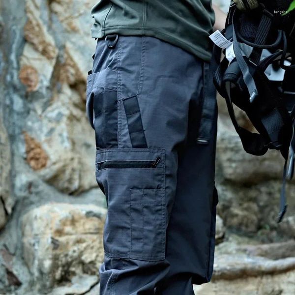 Pantalon masculin Big Multi-Pocket Men Work Cargo Spring Automne Automproof Ripstop Combat Pantal