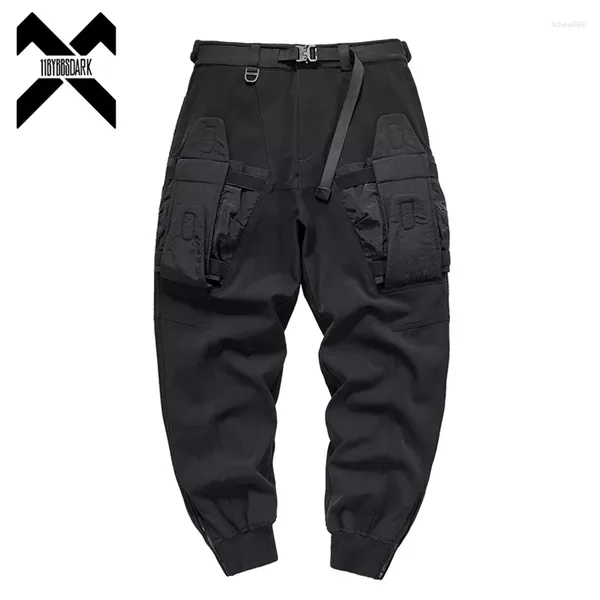 Pantalones para hombres Táctico Cargo Hombres Hip Hop Funcional Joggers Pantalones Elástico Cintura Pantalón Streetwear Techwear Negro