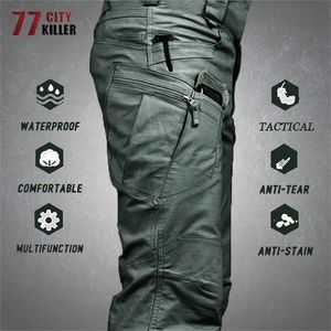 Pantalones tácticos de carga para hombre, pantalón de camuflaje militar de combate SWAT impermeable para exteriores, informal, con múltiples bolsillos, para correr, 220826