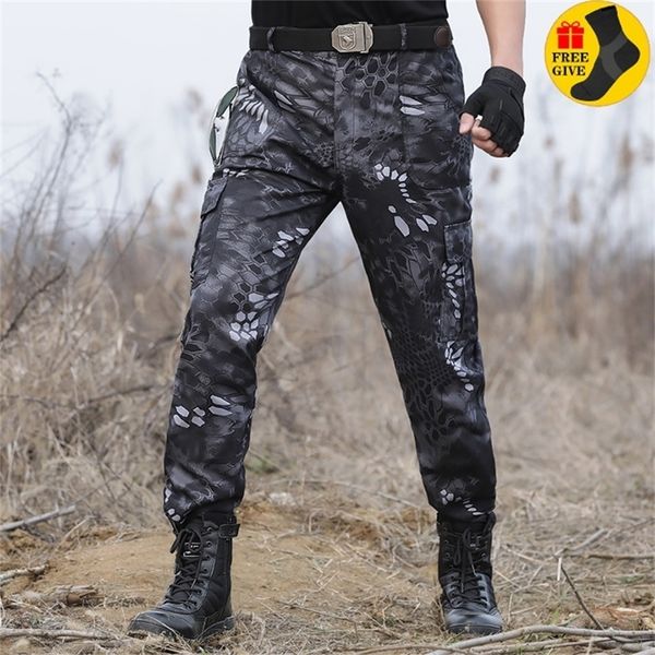Pantalon Homme Tactique Cargo Militaire Noir Python Camouflage Combat Armée Travail Chasse Pantalon Joggers Pantalon Homme 220827