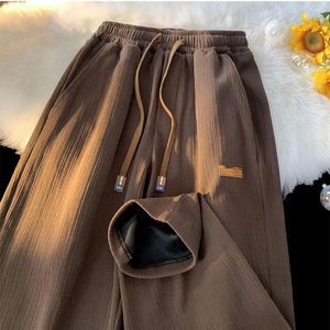 Pantalons pour hommes Textural Ice Silk Casual Sport Pantalons de survêtement Homme Marque Fashion Wide Leg Straight Trousers2023