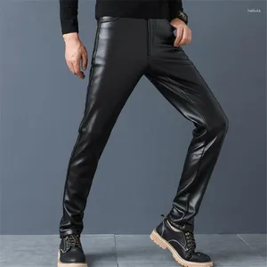 Pantalon pour hommes épais skinny pu imperméable en cuir en cuir pantalon slim
