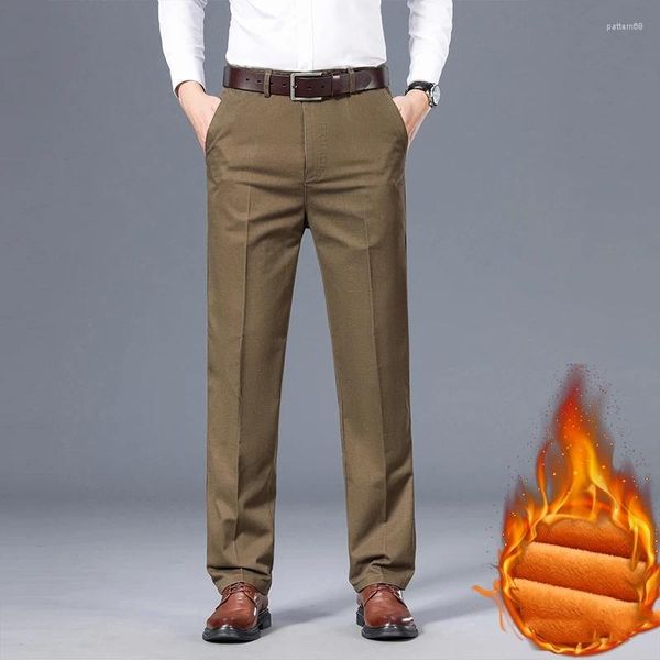 Pantalones de hombre de algodón grueso, pantalones informales holgados de negocios para hombre, estilo coreano de otoño e invierno