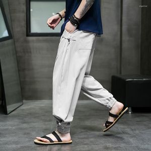 Pantalon homme mince Style chinois pantalon en soie glacée grande taille décontracté Harem Harajuku rétro Jogging hommes vêtements surdimensionné Joggers