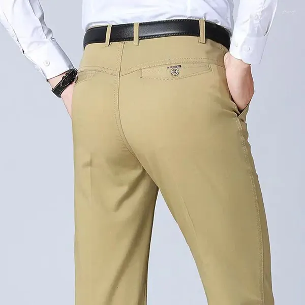 Pantalones de hombre Ropa de Trabajo finos pantalones casuales de pierna ancha de Golf rectos ropa de cintura alta larga de longitud completa para mediana edad