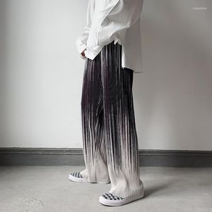 Pantalon homme cravate-teinture plissé mode homme décontracté jambes larges hommes Streetwear ample hip-hop droit hommes pantalon en soie glacée