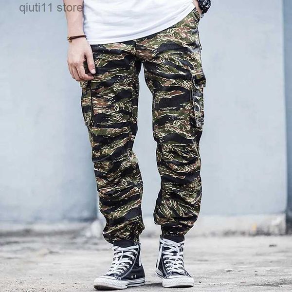 Pantalons pour hommes Tiger Stripes Camouflage Cargo Pantalon pour hommes Survêtement militaire Vêtements tactiques Streetwear Joggers Harajuku Large Sportswear T230928