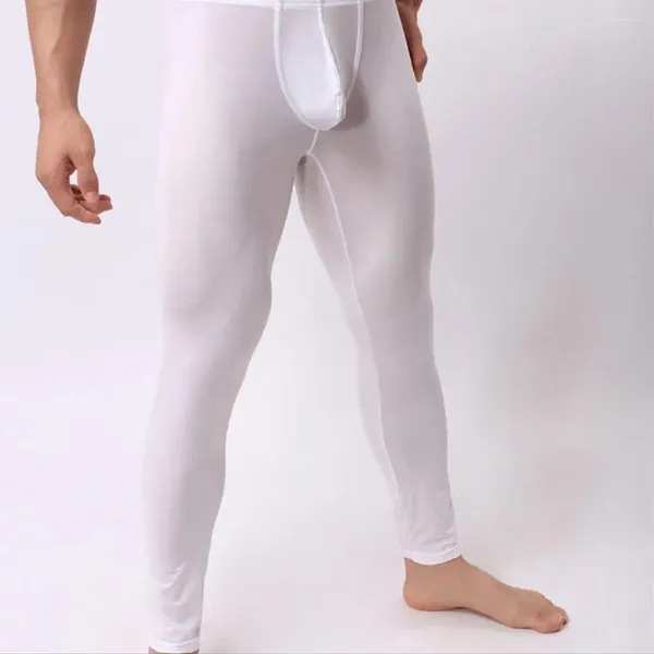 Pantalons pour hommes Pantalons pour hommes moulants Skinny Ultrathin U Pouch Haute élasticité Long Johns Leggings Doux Taille moyenne pour la maison