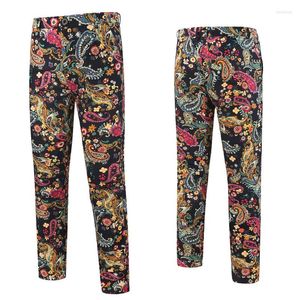 Pantalones para hombre, regalo para niño pequeño, pantalones estampados Retro Vintage informales a la moda para hombre, pantalón con botones y cremallera, traje elástico