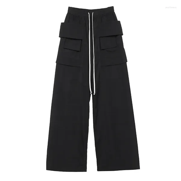 Pantalones para hombres de alta calidad de gran tamaño pierna ancha hombres streetwear vibe estilo hip hop suelto casual oscuro negro carga pantalones mujeres y2k