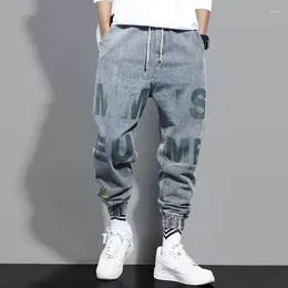 Pantalons pour hommes TPJB Cargo Jeans Homme Lettre Imprimer Lâche Harlan Pantalon Harajuku Style Casual Hommes Taille Élastique Hip Hop Pantalon