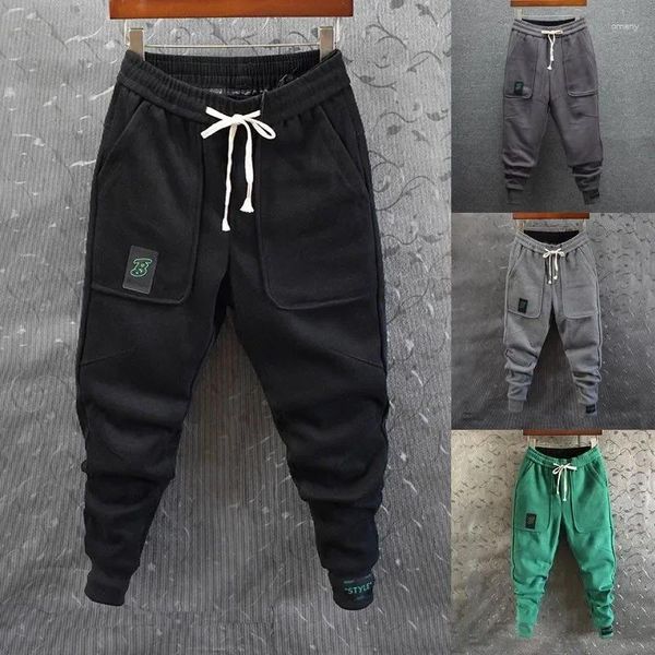 Pantalones para hombres Track Men 2024 Otoño Invierno Pantalones deportivos Joggers Fleece Lana Grueso Cálido Tendencia al aire libre Slim Small Leg Sweetpants