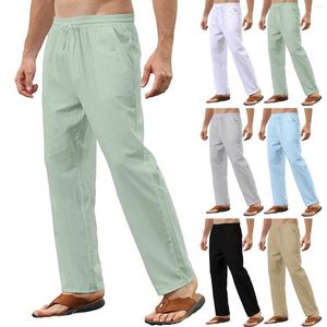 Pantalon Homme Entraînement Hommes Rave Bottoms Mémoire H Mousse Couleur Pleine Coton Lin Ample Décontracté Léger Élastique