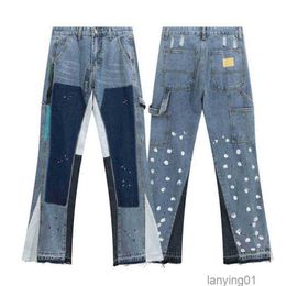 Pantalons pour hommes Galeries à la mode Classique Dept Street Même haut Biber Splash Micro Bell Bottoms Marque Contraste Couleur Cousu Jeans Lâchesr4uo8q5k