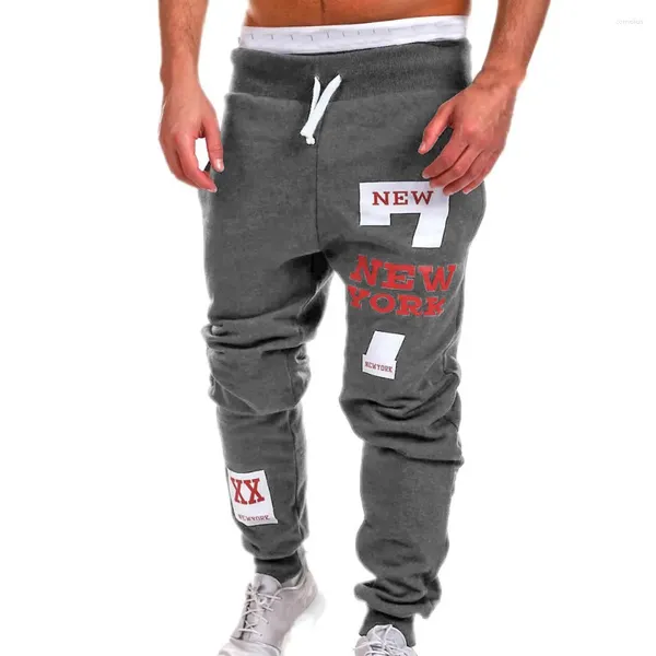 Pantalones para hombres moda suelta hombres casual largo negro gris patchwork deportes estilo fino media cintura adecuada jóvenes streetwear