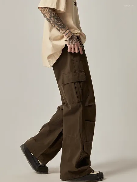 Pantalons pour hommes à la mode hommes et femmes hip-hop style américain personnalisé vêtements de travail haute rue tube droit design lâche décontracté