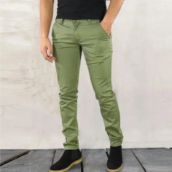 Pantalon masculin à la mode des hommes super doux tempérament slim streamine à taille moyenne de la taille moyenne des affaires