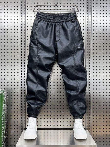 Pantalones de hombre de moda de cuero de motocicleta Hip Hop Harem pantalones sueltos Jogger al aire libre pantalones de chándal ropa de alta calidad