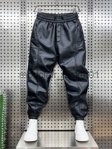 Pantalons pour hommes Pantalon en cuir de moto à la mode hommes Hip Hop Harem pantalon ample survêtement de plein air pantalons de survêtement marque de luxe vêtements de haute qualité J231011