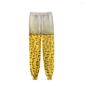 Pantalones de hombre Novedad de moda Cerveza divertida Cosplay Sudor Banda elástica Pantalones de chándal delgados Moda Casual Pantalones de chándal con estampado 3D