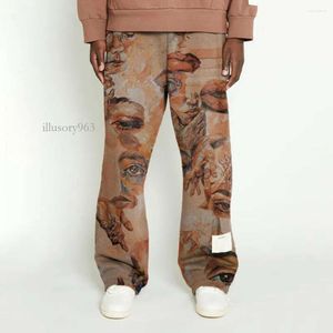 Pantalons pour hommes Pantalons 2023 Autres visages Graphique Tendance Imprimer Taille moyenne Lâche Casual Hommes Large Funny Brown Hip-Hop Illusory963