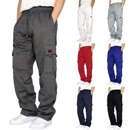 Pantalons pour hommes pantalons toutes saisons couleur unie décontracté cordon taille élastique mode pantalons de survêtement avec poche