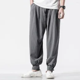 Pantalons pour hommes Pantalons Automne Printemps Taille Respirant Casual Confortable Coton Et Lin Élastique Harem Jogger Loose Lounge