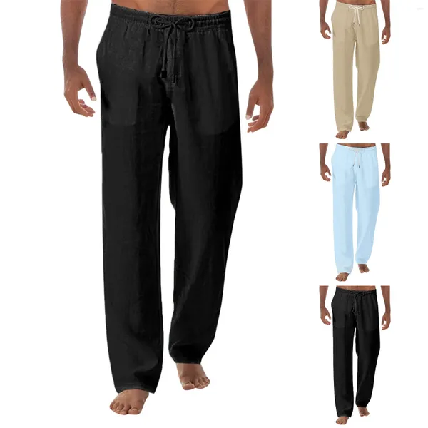 Pantalon homme pantalon à la mode couleur Pure longue élastique taille haute jambe droite avec cordon Ropa Hombre 2023