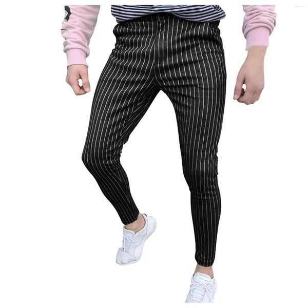 Pantalons pour hommes pantalons pour hommes décontracté printemps été Vintage formel qualité rayé imprimé Slim crayon hommes Gentleman vêtements