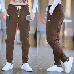 Pantalons pour hommes pantalons pour hommes coupe ajustée poche maigre décontracté homme marron velours côtelé vente esthétique été Style coréen élégant