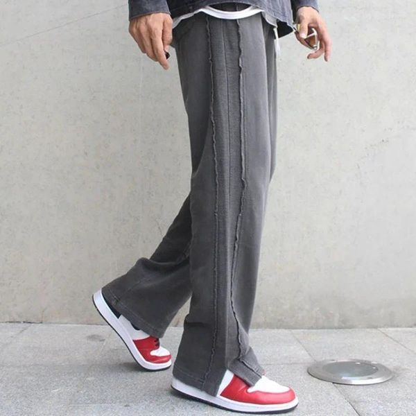 Pantalones para hombres Pantalones Hombre Hendidura Ancha Casual Negro Suelto en Streetwear Tendencia Elegante Algodón Venta Estilo Coreano Harajuku Verano