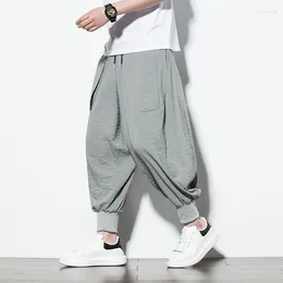 Pantalon masculin pantalon plus taille coton lin mode décontracté couleurs massives respirer le draw-street street de street a02
