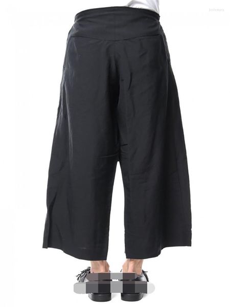 Pantalones De Hombre Pantalones De Diseño Simple Sueltos Y Culottes De Gran Tamaño Negro Oscuro