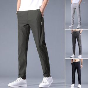 Pantalons pour hommes Pantalons Élégant Slim Fit Solide Couleur Soie Glacée Hommes Vêtement D'été Costume