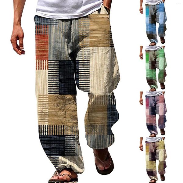 Pantalon d'été pour hommes, pantalon de plage, cordon de serrage, taille élastique, impression 3D, rayures graphiques, vêtements d'hiver pour garçons, taille 6