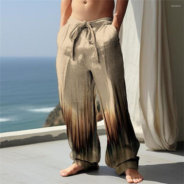 Pantalon masculin pantalon Summer plage cordon de crampon élastique 3d imprimé décontracté streetwear hawaïen bleu hawaïen décontracté vert