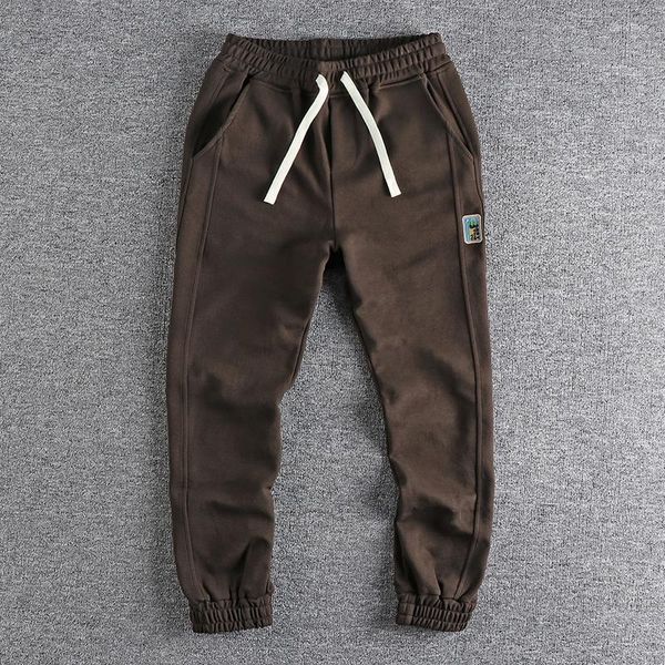 Pantalones de sarga de punto para hombre, ropa informal lavada, pantalones de chándal bordados, pantalones holgados de gran tamaño, con cordón, cintura elástica