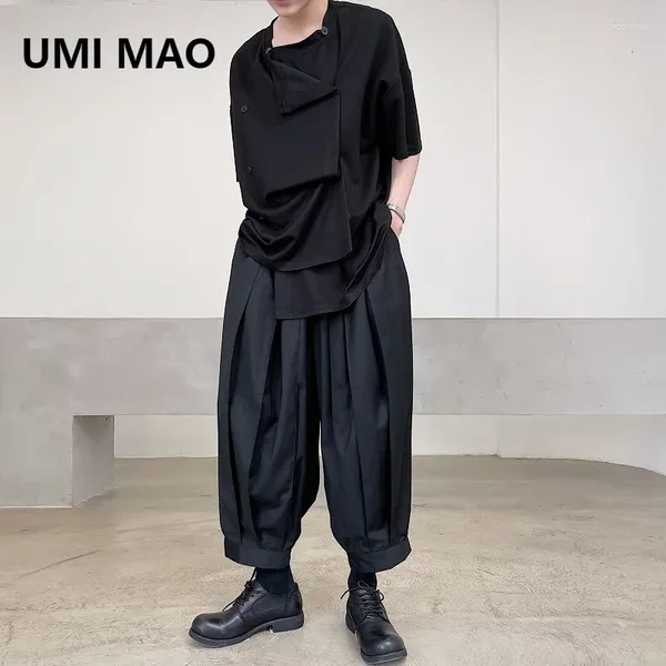 Pantalon masculin umi mao yamamoto pantalon personnalité plissée de poutre plissée cravate noire tendance neuf points hommes femmes pantalones hombre