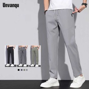 Pantalon masculin unvanqu 2024 Été fines chaussettes de soie masque à la mode décontractée et respirant pantalon élastique petit droit global Mensl2404