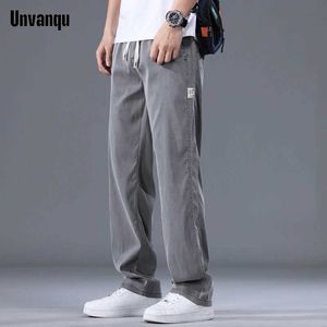 Pantalon masculin Unvanqu Mens à pattes larges de haute qualité 2024 Printemps / Summer Street Youth Youth Casual Edition Black Gris Blue Pantonrs Q240525