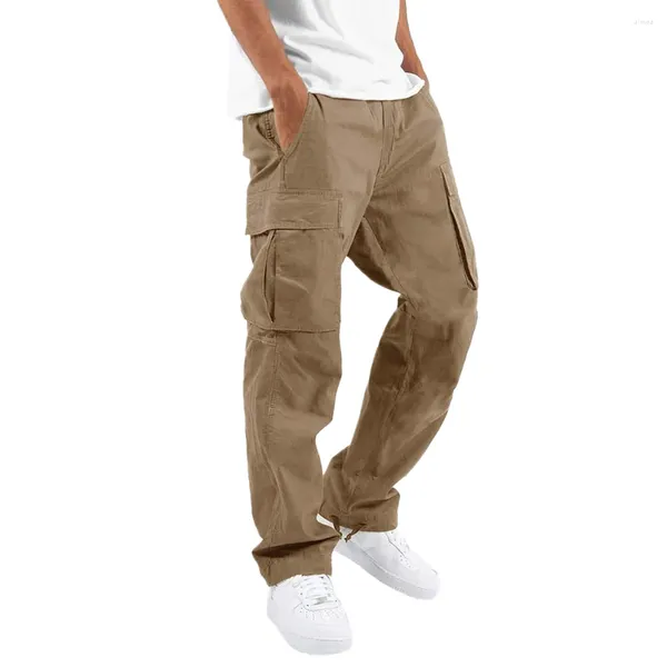 Pantalon Pour Homme Pantalon De Sport Actif Polyvalent Avec Taille Élastique Tissu Anti-transpiration Et Plusieurs Poches En Kaki/Gris/Noir/Marine