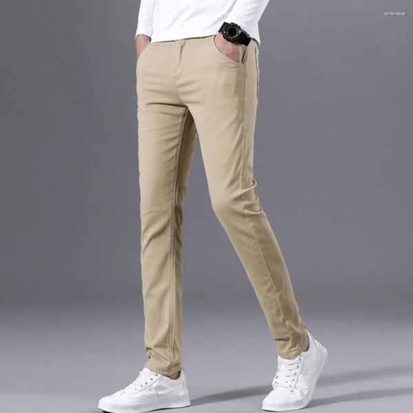 Pantalons pour hommes Polyvalent Mode Été Couleur unie Décontracté Pantalons longs Résistant au rétrécissement Taille moyenne Vêtements quotidiens