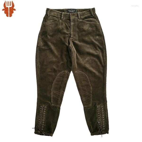 Pantalones de hombre Pantalones de pana marrón de algodón vintage Pantalones casuales de terciopelo Rider Amekaji Monos de motocicleta Harem Pantss