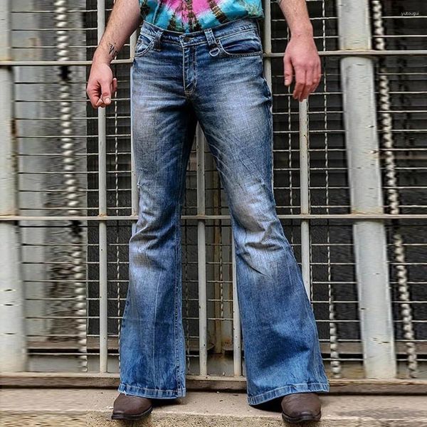 Pantalons pour hommes Vintage Denim évasé années 90 rétro Joggers cloche bas couleur unie Double poche pantalon coréen mode Streetwear