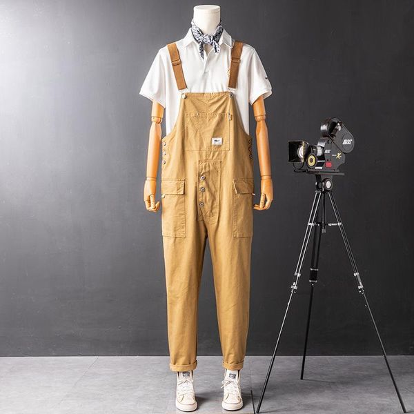 Herrenhose Vintage Harajuka Herren Kurzarm Cargo Overall Multi Taschen Strampler Overalls Jogger Overall Streetwear Arbeitskleidung S-5XL