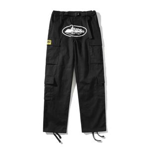 Pantalon masculin Vintage High Street Hip Hop Street Imprimé Multi-poche Multi-Pocket Side Buckle pour hommes et femmes Pantalons de fret T231206