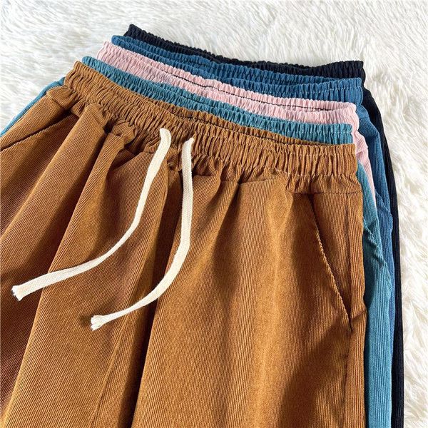 Pantalones de pana de cintura alta Vintage para hombre, pantalones de chándal de pierna ancha Harem de longitud completa para primavera y otoño para mujer