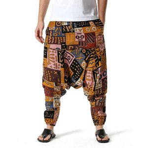Pantalons pour hommes Vintage Print Hommes Femmes Coton Harem Yoga Baggy Boho Hip Hop Streetwear 2022 Joggers Pantalons de survêtement Pantalons de sport décontractés