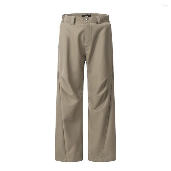 Pantalones para hombres Vintage Color sólido Plisado Casual Baggy Cargos para hombres Ropa de calle Ropa Hombre Monos sueltos Pantalones unisex rectos de gran tamaño